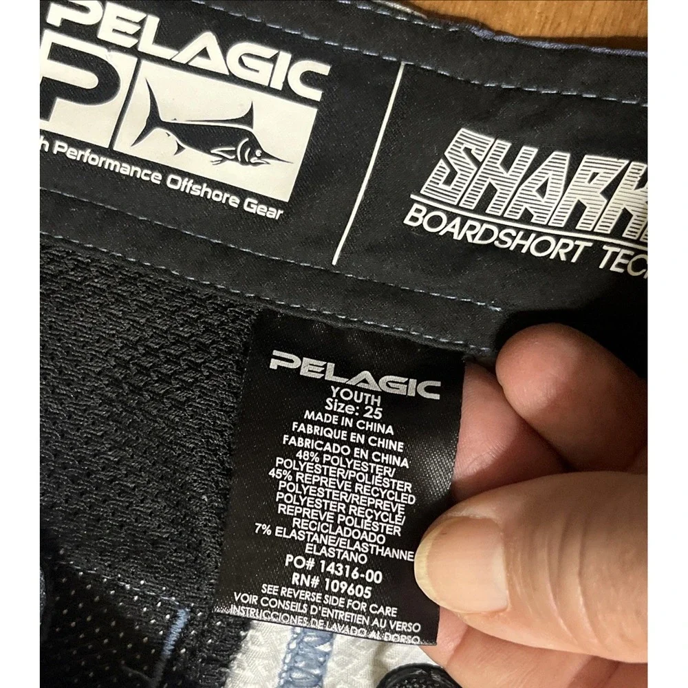 Pelagic Board Shorts Youth Size 25 (L) Sharkskin American Flag Stripe Fishing